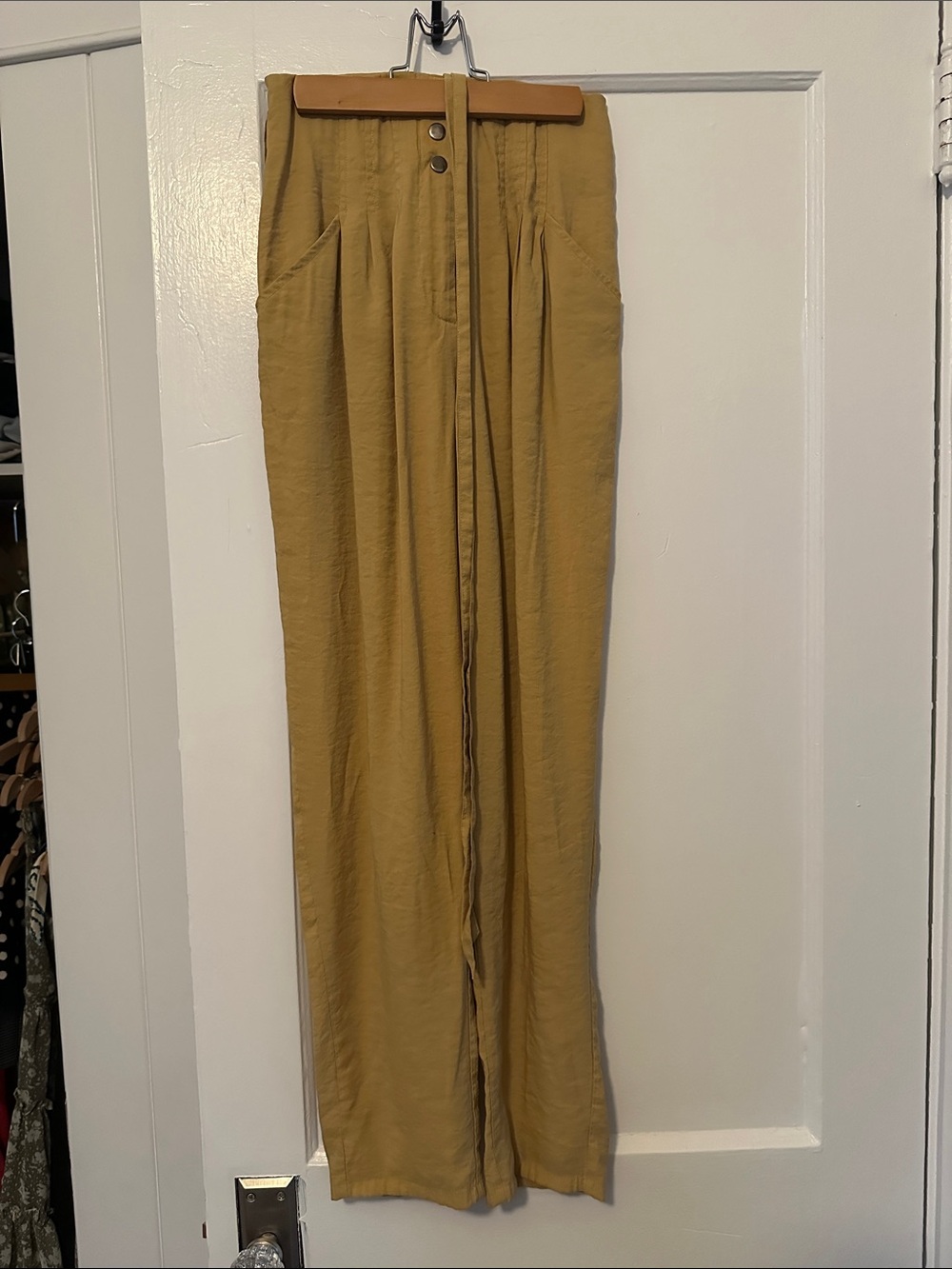 Lulu's Mustard High-Waist Linen Trousers